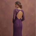 Purple Wedding Dress Sheath Lace Modern Romantic Gown