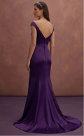 Purple Wedding Dress Sheath Satin Simple Elegant Wedding Dress