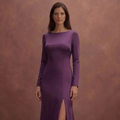 Purple Wedding Dress Sheath Silk Minimalist Bridal Dress