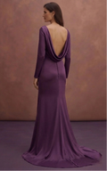 Purple Wedding Dress Sheath Silk Minimalist Bridal Dress