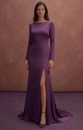 Purple Wedding Dress Sheath Silk Minimalist Bridal Dress