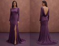 Purple Wedding Dress Sheath Silk Minimalist Bridal Dress