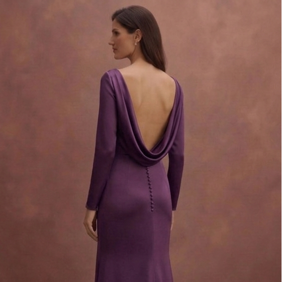 Purple Wedding Dress Sheath Silk Minimalist Bridal Dress