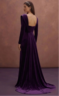 Purple Wedding Dress Sheath Velvet Luxury Minimal Dress