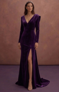 Purple Wedding Dress Sheath Velvet Luxury Minimal Dress