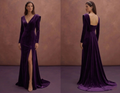 Purple Wedding Dress Sheath Velvet Luxury Minimal Dress