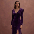 Purple Wedding Dress Sheath Velvet Luxury Minimal Dress