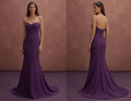 Purple Wedding Dress Strapless Crepe Sleek Bridal Gown
