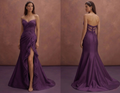 Purple Wedding Dress Strapless Lace Elegant Fit Gown