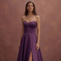 Purple Wedding Dress Strapless Satin Clean Bridal Look