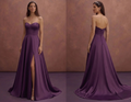 Purple Wedding Dress Strapless Satin Clean Bridal Look