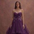 Purple Wedding Dress Strapless Tulle Fairytale Gown