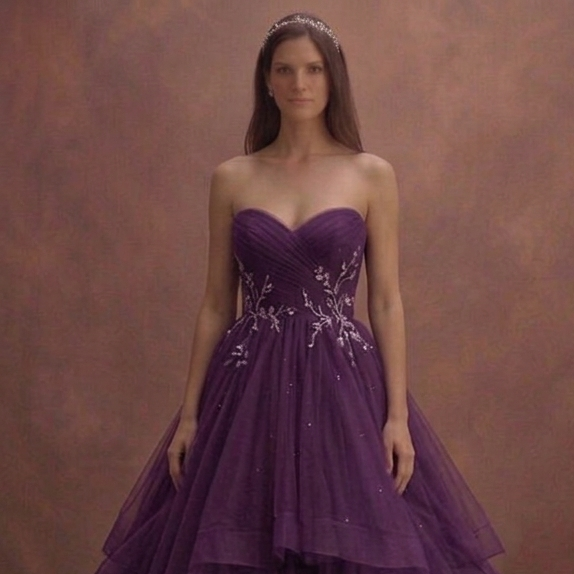 Purple Wedding Dress Strapless Tulle Fairytale Gown