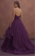 Purple Wedding Dress Strapless Tulle Fairytale Gown