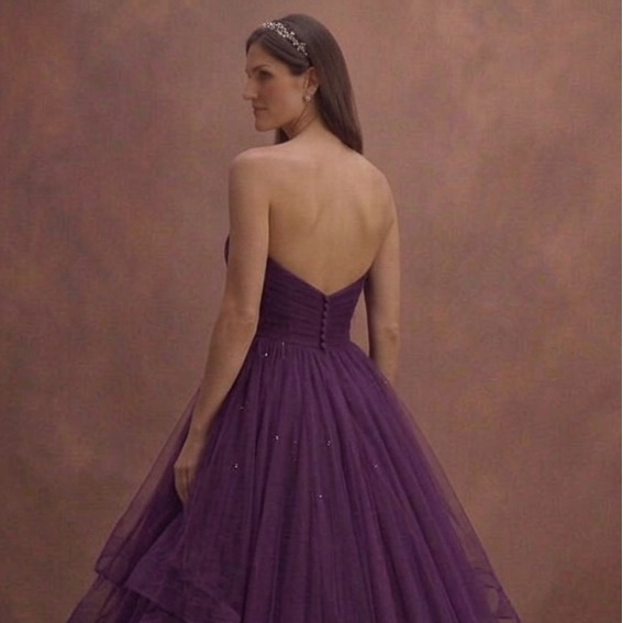 Purple Wedding Dress Strapless Tulle Fairytale Gown