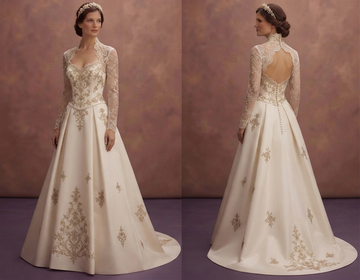 Queen Anne Neck Wedding Dresses with Vintage Style