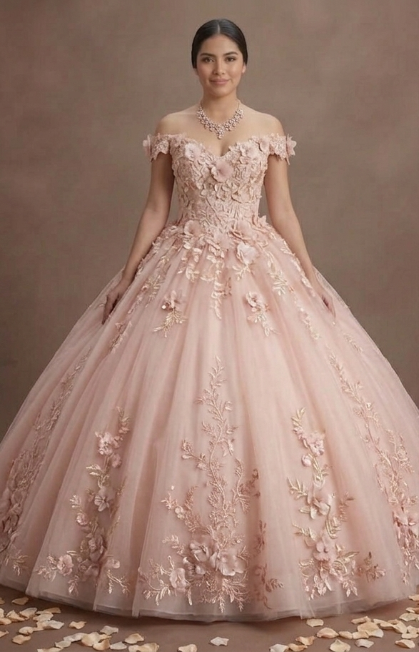 Quinceañera Ball Gown Blush Pink Tulle Princess Party