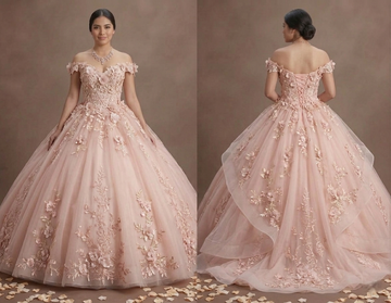 Quinceañera Ball Gown Blush Pink Tulle Princess Party