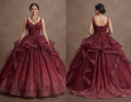 Quinceañera Ball Gown Burgundy Tulle Evening Celebration
