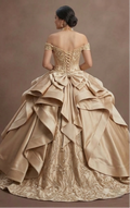 Quinceañera Ball Gown Champagne Satin Formal Reception