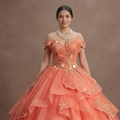 Quinceañera Ball Gown Coral Tulle Summer Party