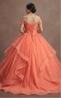 Quinceañera Ball Gown Coral Tulle Summer Party