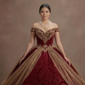 Quinceañera Ball Gown Crimson Velvet Royal Celebration