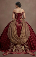 Quinceañera Ball Gown Crimson Velvet Royal Celebration