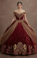 Quinceañera Ball Gown Crimson Velvet Royal Celebration