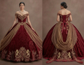 Quinceañera Ball Gown Crimson Velvet Royal Celebration