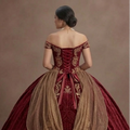 Quinceañera Ball Gown Crimson Velvet Royal Celebration