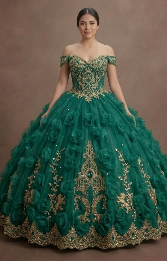Quinceañera Ball Gown Emerald Tulle Royal Ball