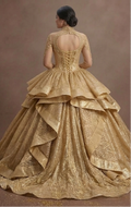 Quinceañera Ball Gown Gold Glitter Tulle Luxury Gala