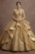 Quinceañera Ball Gown Gold Glitter Tulle Luxury Gala