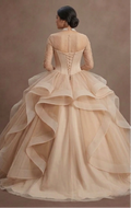 Quinceañera Ball Gown Nude Beige Tulle Minimalist Celebration