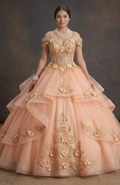 Quinceañera Ball Gown Peach Tulle Outdoor Party