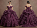 Quinceañera Ball Gown Plum Organza Elegant Reception