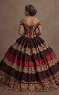 Quinceañera Ball Gown Red Lace Traditional Celebration