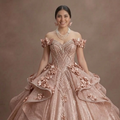 Quinceañera Ball Gown Rose Gold Glitter Tulle Glam Party