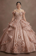 Quinceañera Ball Gown Rose Gold Glitter Tulle Glam Party