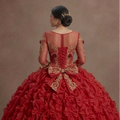 Quinceañera Ball Gown Scarlet Red Tulle Traditional Ball