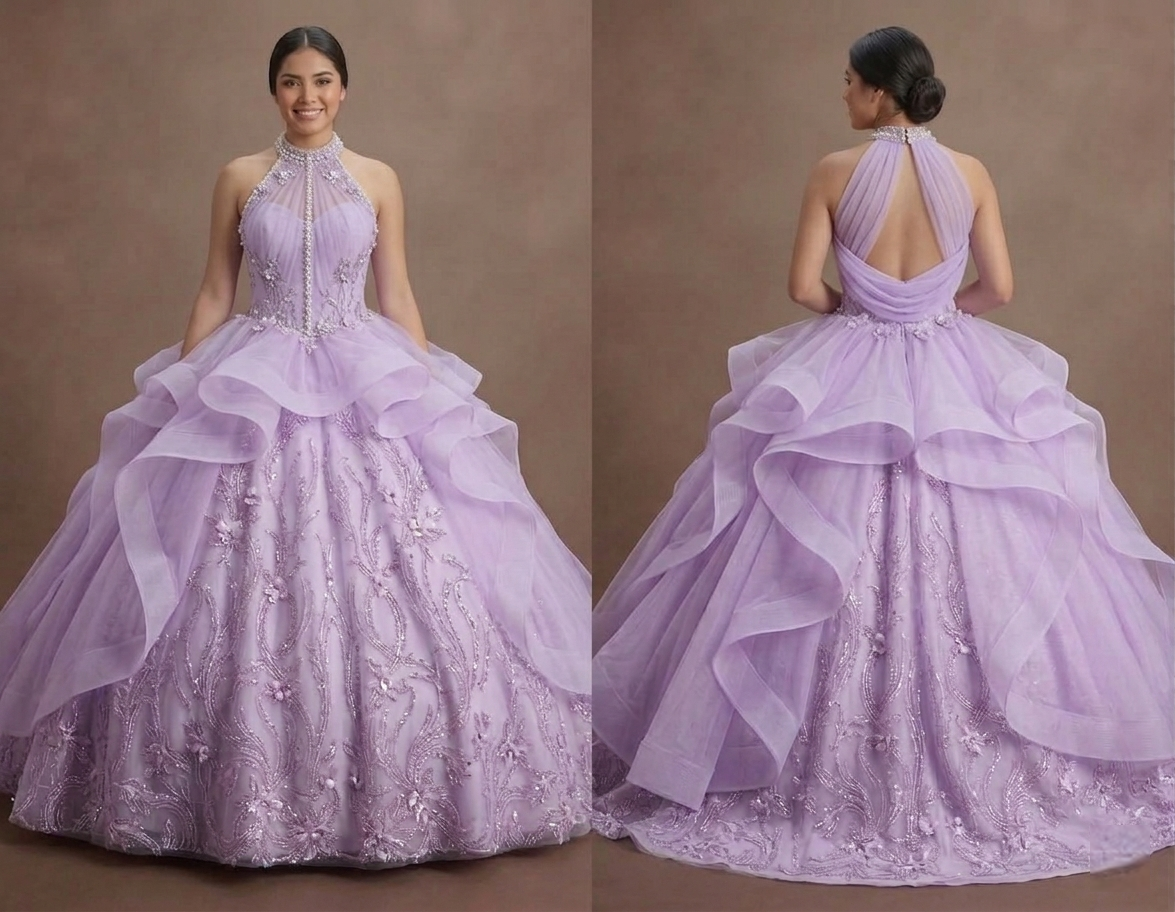 Quinceañera Ball Gown Soft Lilac Tulle Dreamy Celebration