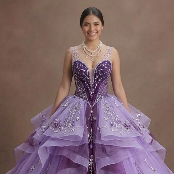 Quinceañera Ball Gown Violet Tulle Fantasy Theme