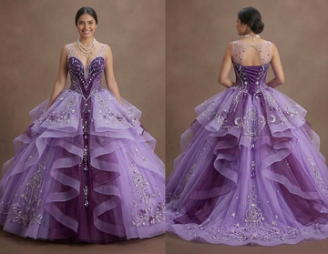 Quinceañera Ball Gown Violet Tulle Fantasy Theme