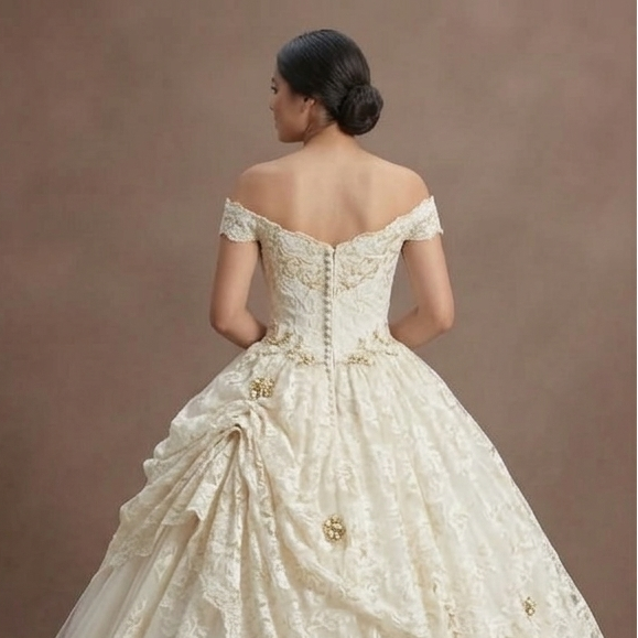 Quinceañera Dress Antique White Lace Vintage Ceremony