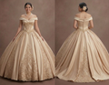 Quinceañera Dress Champagne Gold Lace Luxury Reception