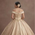 Quinceañera Dress Champagne Gold Lace Luxury Reception