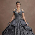 Quinceañera Dress Charcoal Gray Satin Modern Formal