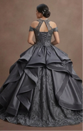 Quinceañera Dress Charcoal Gray Satin Modern Formal
