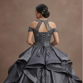 Quinceañera Dress Charcoal Gray Satin Modern Formal